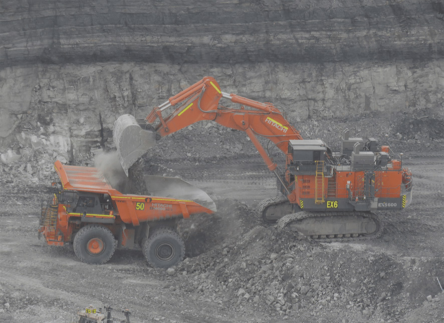 mining excavator in the field